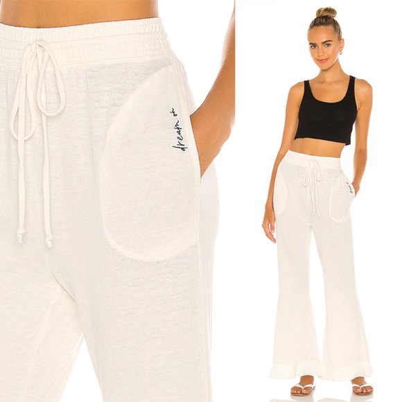 Free People Pants - NWT Free People Cozy Cool Girl Lounge Pants Flared Wide Leg Sweatpants Ivory S
